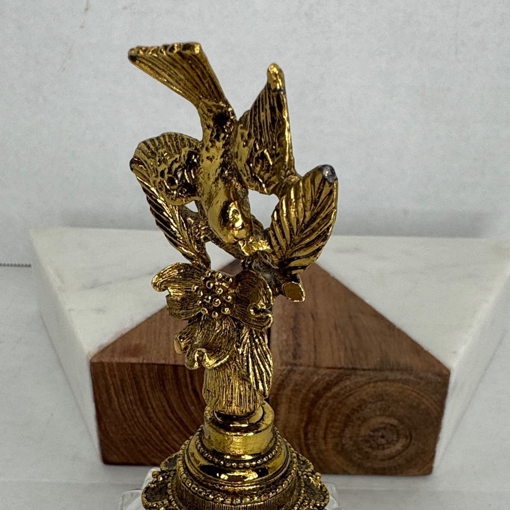 Vintage Matson Gold Ormolu Hummingbird Perfume Bottle w/ Dauber - Picture 9 of 9